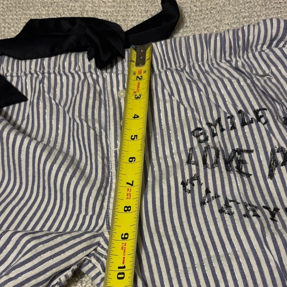 Vintage Victoria's Secret PINK Striped Blue Metallic Pajama Pants - Picture 5 of 10